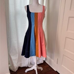 STAUD Pink and Blue Asymmetrical Sundress